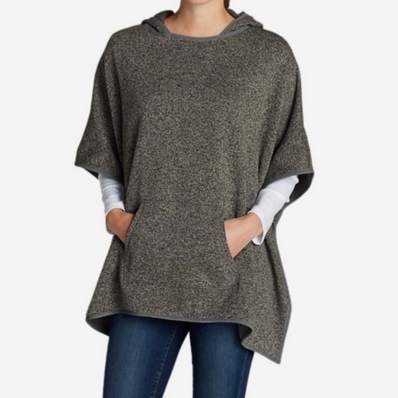 Eddie Bauer Sweaters - EDDIE Bauer Women's Gray Hooded Poncho Sweatshirt Front Pocket Sz S/M